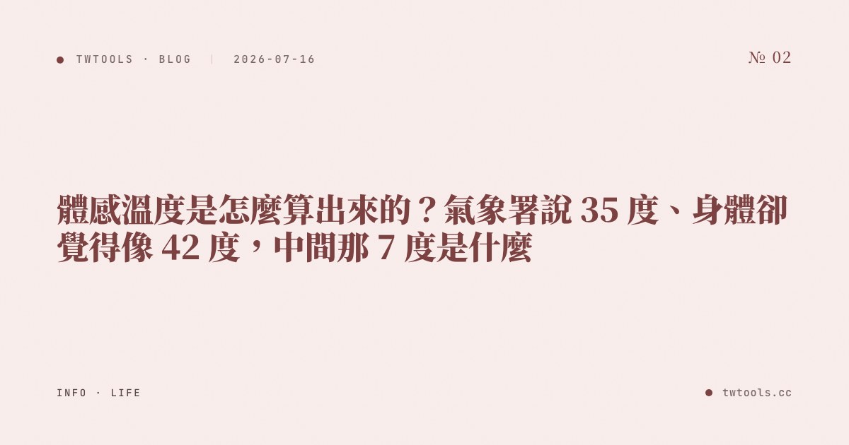 體感溫度是怎麼算出來的？氣象署說 35 度、身體卻覺得像 42 度，中間那 7 度是什麼
